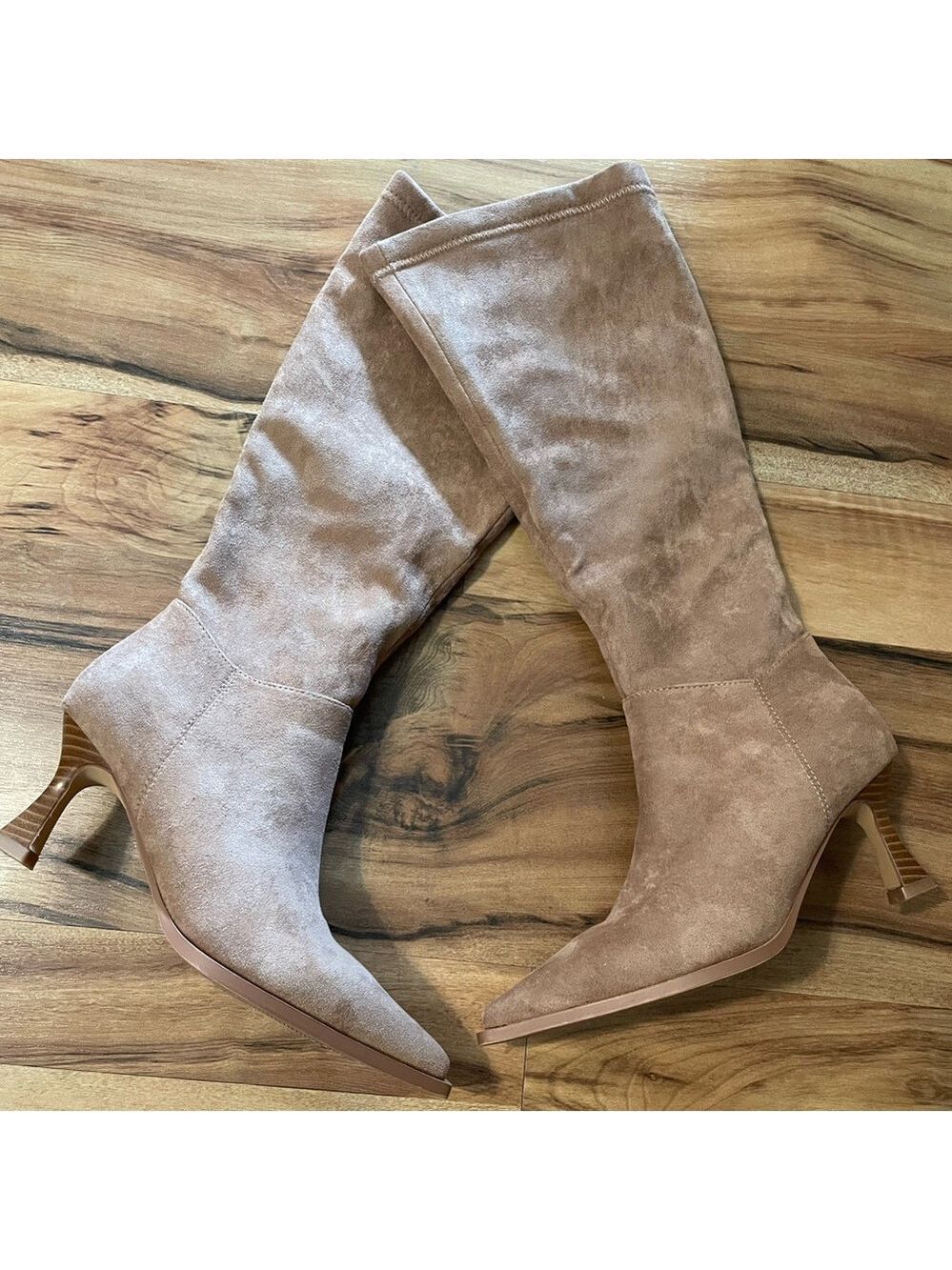 Women's Tan Suede Knee High Boots Size 5.5 - Picture 6 of 12